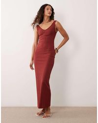 ASOS - Wide Rib Sleeveless V Neck Midi Dress - Lyst