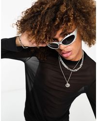 ASOS - Wrap Around Racer Sunglasses With Spike Frames And Smoke Lens - Lyst