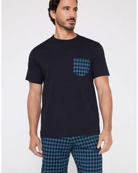 Tezenis - Short Checked Cotton Pyjamas With Pocket - Lyst