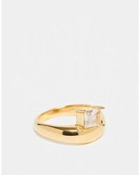 ASOS - Stainless Steel Bubble Wave Ring With Square Sparkly Crystal Stone Set - Lyst