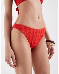 New Look - Textured High Leg Bikini Bottoms - Lyst