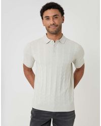 Threadbare - Cable Stripe Knitted Button Polo - Lyst