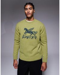 ASOS - Pull décontracté en maille avec broderie sur la poitrine - kaki - Lyst