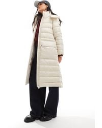Barbour - Abrigo Color Crema Acolchado Con Cinturón Aisha De -Blanco - Lyst
