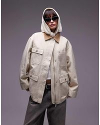 ARKET - Chaqueta Extragrande De Estilo Worker Con Cuello En Contraste Y Bolsillos Utilitarios De - Lyst