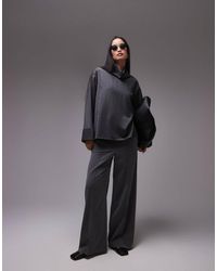ARKET - Blusa De Sastre Gris Con Raya Diplomática, Cuello Alto Y Mangas Voluminosas De - Lyst