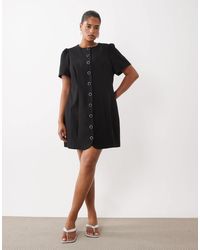 Forever New - Robe courte structurée à manches bouffantes et boutonnage devant en - Lyst
