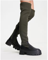 ASOS - Kellis Chunky Flat Over The Knee Boots - Lyst