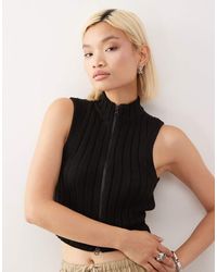 Noisy May - High Neck Zip Through Knitted Vest - Lyst