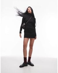 Mango - High Neck Mini Knitted Dress - Lyst