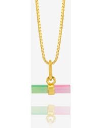 Rachel Jackson - 22 Carat Plated Mini T-bar Necklace With Watermelon Stone With Gift Box - Lyst