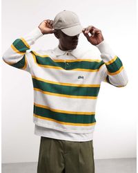 BLKVIS - Gebreid Gestreept Poloshirt Met Kabels En Lange Mouwen - Lyst