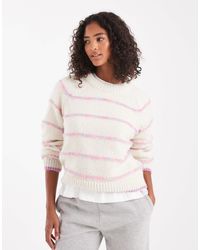 Pieces - Knitted Jumper With Pastel Stripe Detail - Lyst