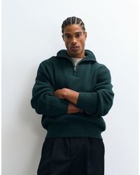 SELECTED - 100% Cotton High Neck 1/4 Zip Knit Sweater - Lyst