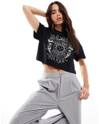 Noisy May - Oversize Cropped T-shirt With Sunshine Print - Lyst