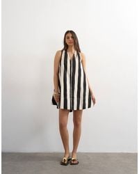 TOPSHOP - Poplin Halter Deep Hem Mini Trapeze Dress - Lyst