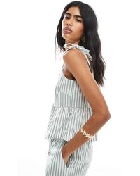 Pieces - Tie Shoulder Peplum Hem Cami Top Co-Ord - Lyst