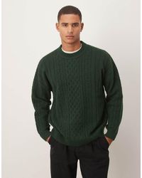 ASOS - Oversized Kabelgebreide Trui Met Ronde Hals - Lyst