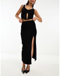 Pretty Lavish - Blythe Knitted Split Midaxi Skirt - Lyst