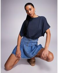 ASOS - Grown On Neck Floaty Batwring Top With Twist Front Detail - Lyst