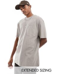 ASOS - T-shirt décontracté aspect lin avec poche - marron - Lyst