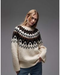 & Other Stories - Mohair And Wool Blend Fair Isle Style Knit Sweater With Brown Jacquard Zig Zack Pattern - Lyst