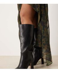ASOS - Curve Carly Block Heel Pull-on Knee Boots - Lyst