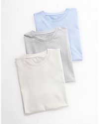 ASOS - Pack De 3 Camisetas De Color Piedra, Gris Y Azul Básicas Con Cuello Redondo De - Lyst