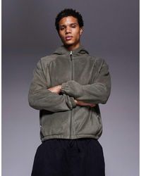 ASOS - Sweat à capuche décontracté en polaire avec col cheminée et fermeture éclair - Lyst