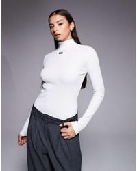 HUGO - Easy Central Logo Slim Fit Long Sleeve Top - Lyst