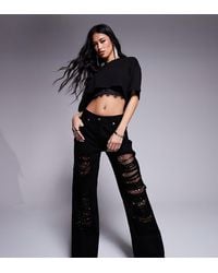 ASOS - Asos X The Sourced Collection baggy Jean With Diamante Lace And Rips - Lyst