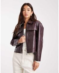 French Connection - Pu Cropped Boxy Jacket - Lyst