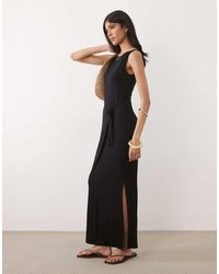 ASOS - Sleeveless With Wrap Detail Midi Dress - Lyst