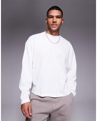 ASOS - Camiseta Blanca De Manga Larga Y Corte Cuadrado Extragrande Con Sisas Caídas De - Lyst