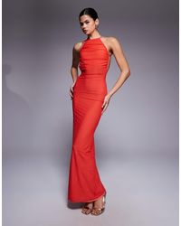 ASOS - Mesh Halterneck Strap Back With Trim Maxi Dress - Lyst