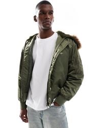 ASOS - Oversized Ma1 Bomber Jacket With Faux Fur Hood - Lyst