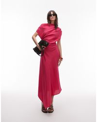 Mango - Off The Shoulder Asymetric Rushed Bodice Dress - Lyst