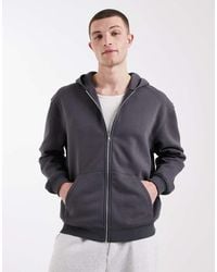 ASOS - Essentials Relaxed Zip Through Hoodie - Lyst