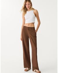 Stradivarius - – fließende leinenmix-hose - Lyst