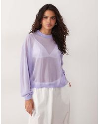 ASOS - Sheer Knit Long Sleeve Top - Lyst