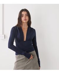 Weekday - Deep Halter Neck Long Sleeve Top - Lyst