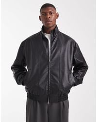 ASOS - Faux Leather Bomber Jacket - Lyst