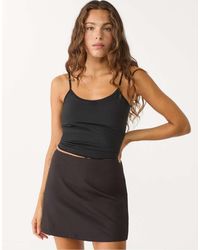 Stradivarius - Gonna Pantalone Corta Nera - Lyst