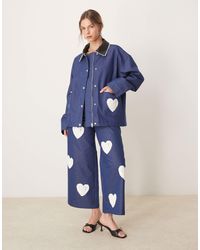 Sister Jane - Veste d'ensemble à broderie cœur - denim - Lyst