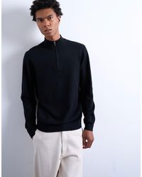 TOPMAN - Essential Knitted 1/4 Zip Funnel - Lyst