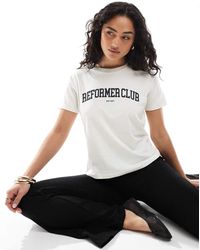 JJXX - T-Shirt Color Panna Con Stampa “Reformer Club” - Lyst