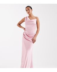 TFNC London - Bridesmaids Satin One Shoulder Maxi Dress - Lyst