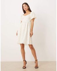 Lovedrobe - Short Sleeve Sweetheart Neck Bow Detail Mini Dress - Lyst