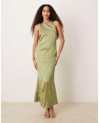 ASOS - Racer Twist Back Crinkle Satin Maxi Dress - Lyst