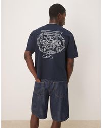 ASOS - Camiseta Azul Marino De Corte Cuadrado Extragrande Con Estampado Trasero De Ciudad De - Lyst